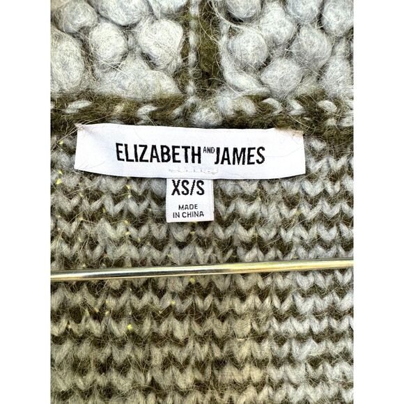 Elizabeth and James Oversized Green Grey Chunky Wool Mohair Long Sweater SZ XS/S - Picture 3 of 13